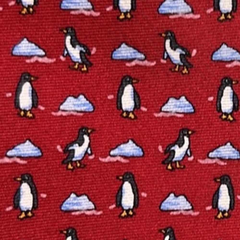 Holiday party fun tie! Brooks Brothers Penguins red 100% silk Christmas gift